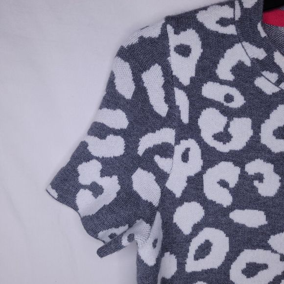 Anthropologie Sweater Womens XXS Grey White Cheetah Print Knit - Picture 3 of 10